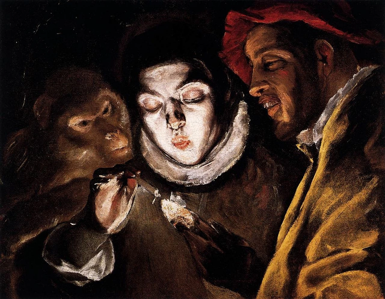 Allegoria con un ragazzo che accende una candela in compagnia di una scimmia e di un pazzo - Museo del Prado, Madrid